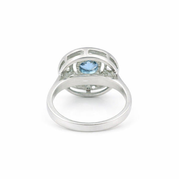 Round Blue Aquamarine Ring Crafted in 925 Sterling Silver for Her Everyday Wear