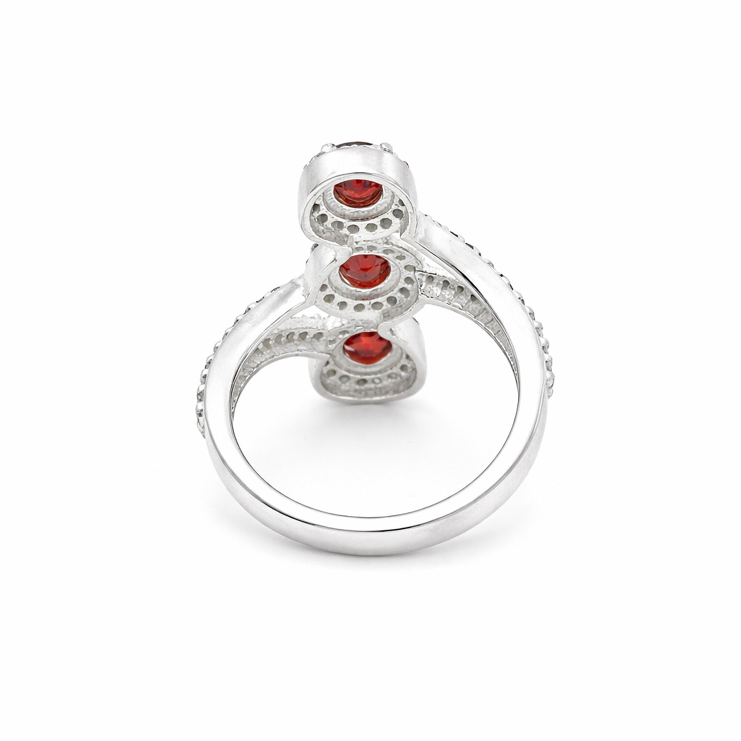 Red Garnet 3.50 Ct Round Cut Ring in 925 Sterling Silver for Wedding Chic Design