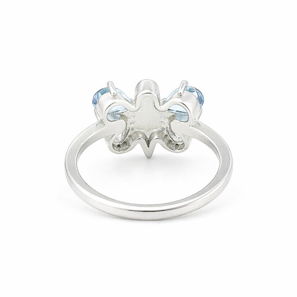 Certified Jewelry Pear Cut Blue Aquamarine Ring in 925 Sterling Silver