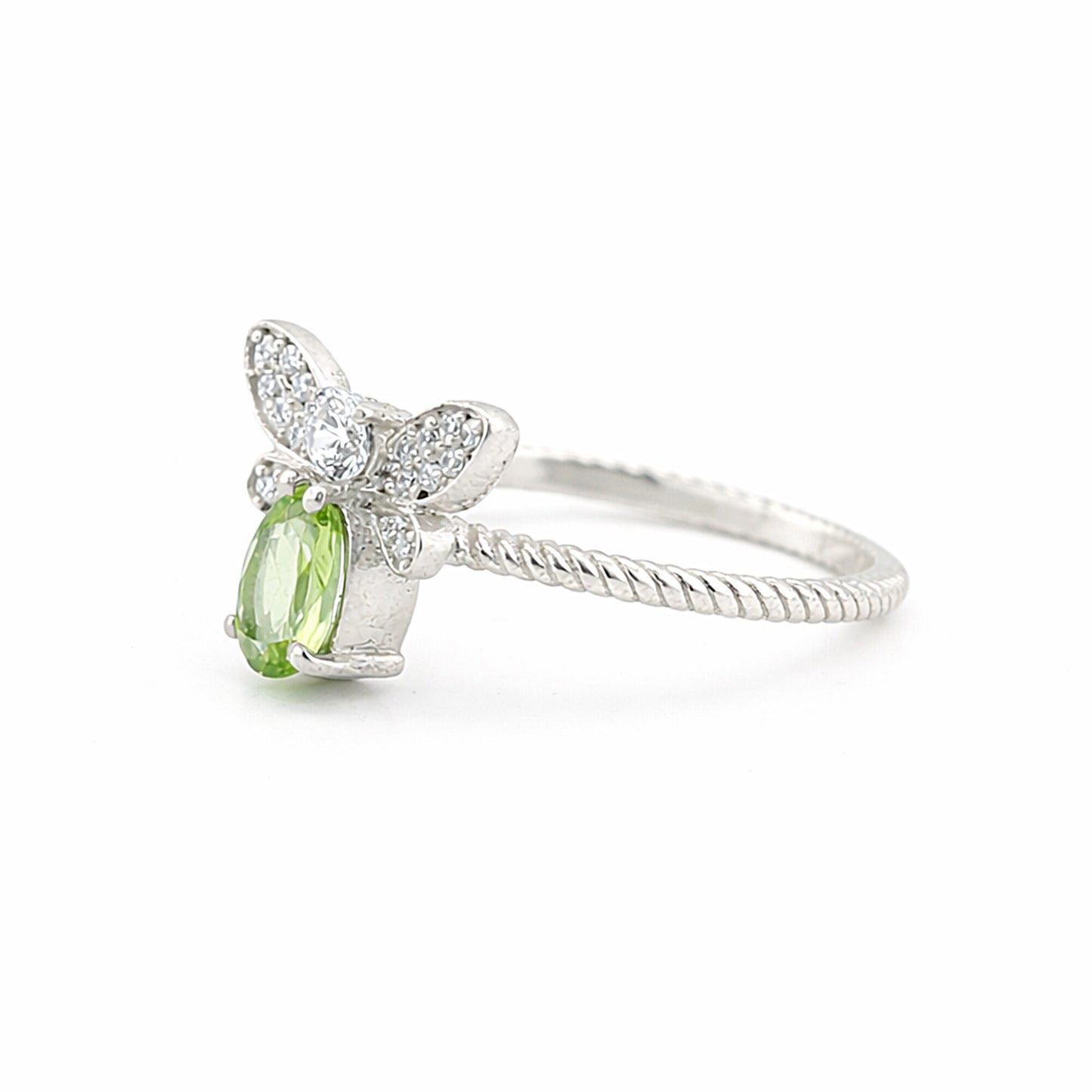 925 Sterling Silver Oval Cut Green Amethyst Ring 3.80 Ct Gift for Her Boho Style