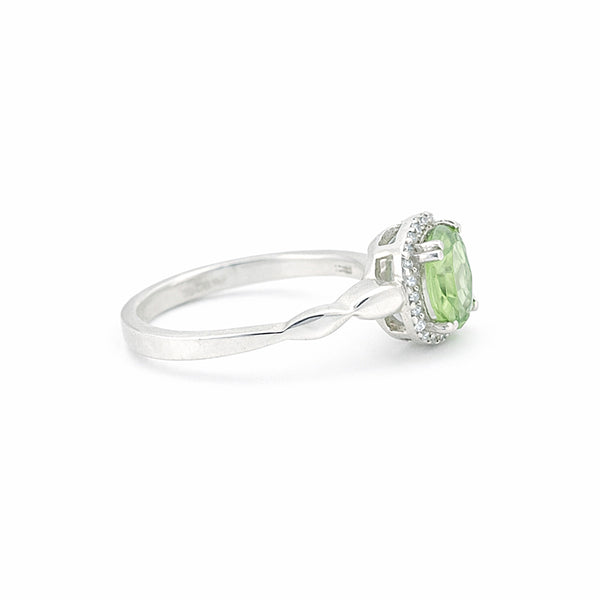 Statement Round Green Amethyst Ring in 925 Sterling Silver for Women Chic Design