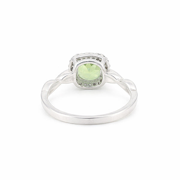 Statement Round Green Amethyst Ring in 925 Sterling Silver for Women Chic Design