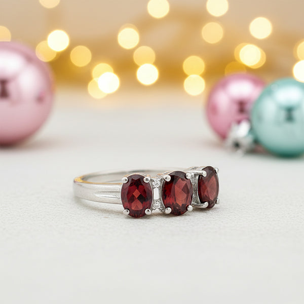 Red Garnet Ring Oval Cut 2.50 Ct 925 Sterling Silver for Her Trendy Pick