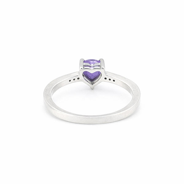 Certified Heart Purple Amethyst Ring in 925 Sterling Silver for Women Boho Style