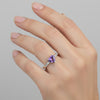 Certified Heart Purple Amethyst Ring in 925 Sterling Silver for Women Boho Style