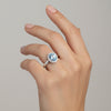 3.65 Ct Blue Aquamarine Oval Ring in 925 Sterling Silver for Wedding Boho Style