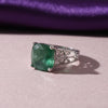 Designer Green Emerald Ring Cushion Cut in 925 Sterling Silver for Engagement