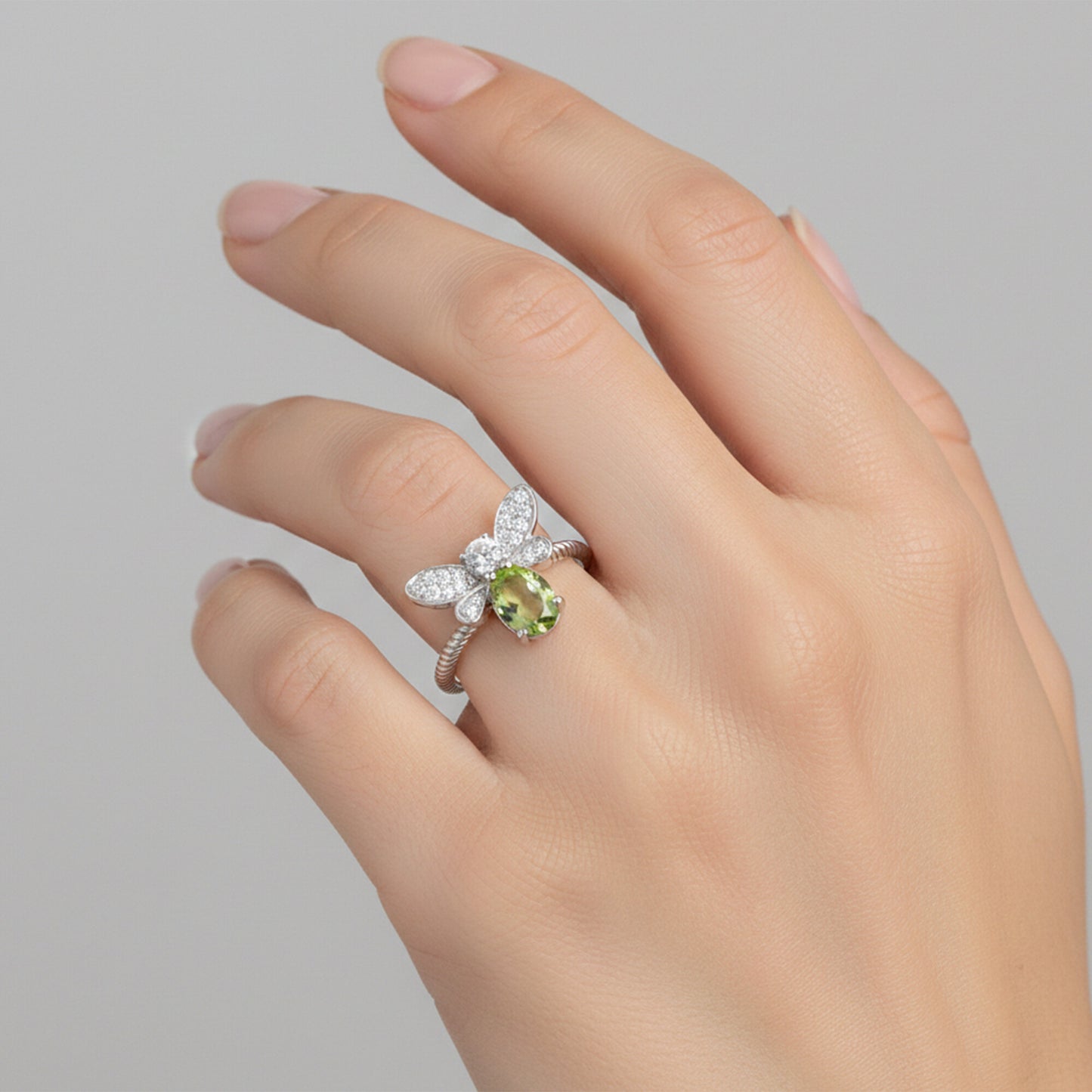 Certified Oval Cut Green Amethyst 4.80 Ct Ring in 925 Sterling Silver for Women