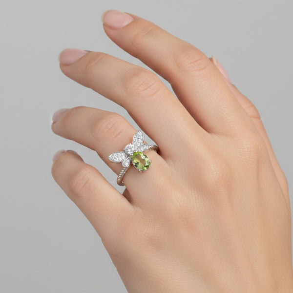 Certified Oval Cut Green Amethyst 4.80 Ct Ring in 925 Sterling Silver for Women