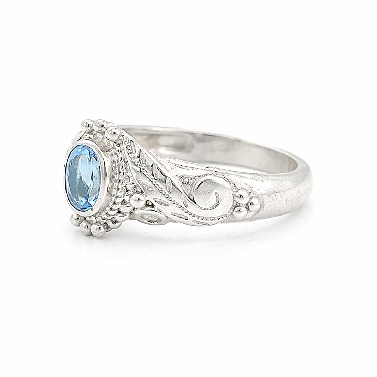 925 Sterling Silver Blue Aquamarine Oval Cut Ring for Women Luxury Style