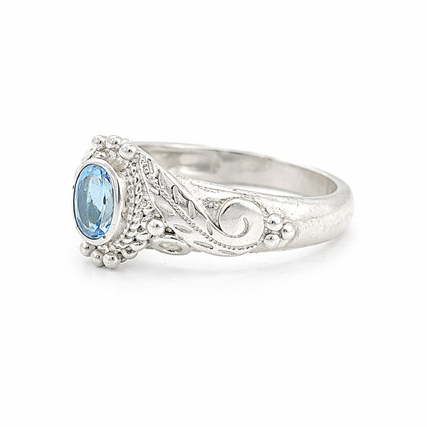 925 Sterling Silver Blue Aquamarine Oval Cut Ring for Women Luxury Style