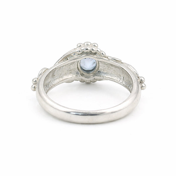 925 Sterling Silver Blue Aquamarine Oval Cut Ring for Women Luxury Style