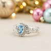 925 Sterling Silver Blue Aquamarine Oval Cut Ring for Women Luxury Style