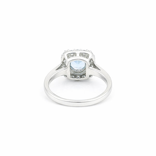 Round Blue Aquamarine Gift for Her Ring in 925 Sterling Silver Designer Look