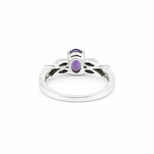 Oval Cut Purple Amethyst 3.65 Ct Ring in 925 Sterling Silver for Women