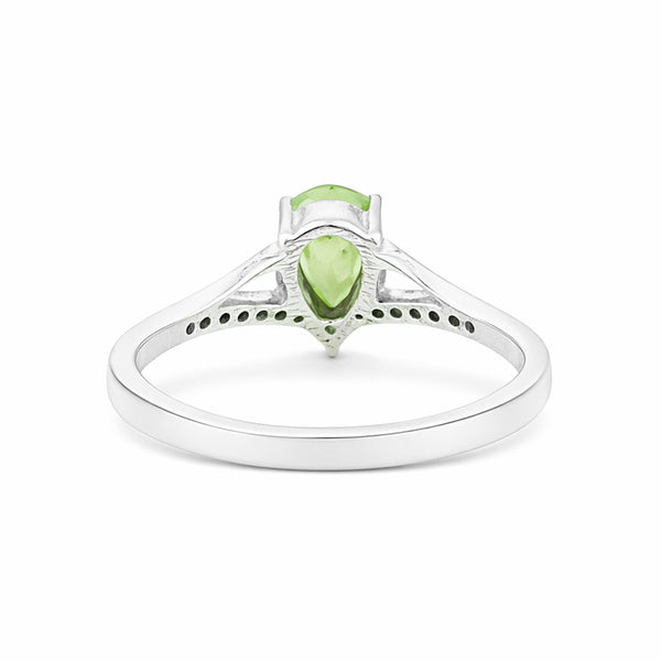 Jewelry Pear Cut Green Amethyst Ring in 925 Sterling Silver for Her Chic Design