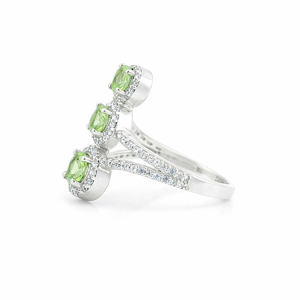 Green Amethyst Round Cut Ring 6.50 Ct in 925 Sterling Silver for Anniversary