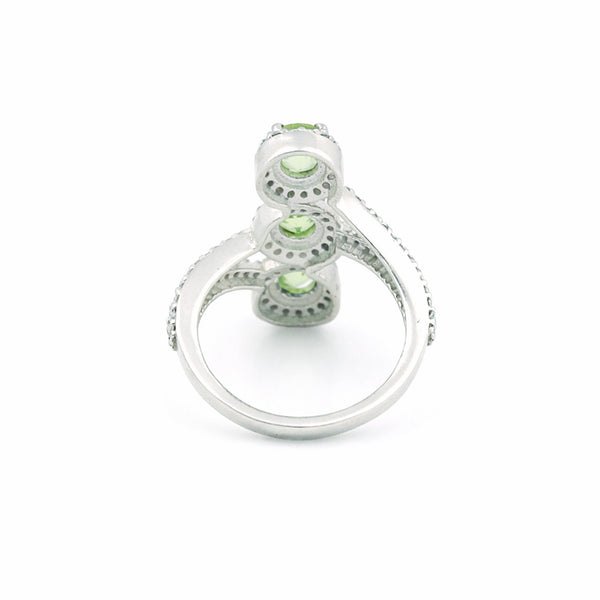 Green Amethyst Round Cut Ring 6.50 Ct in 925 Sterling Silver for Anniversary