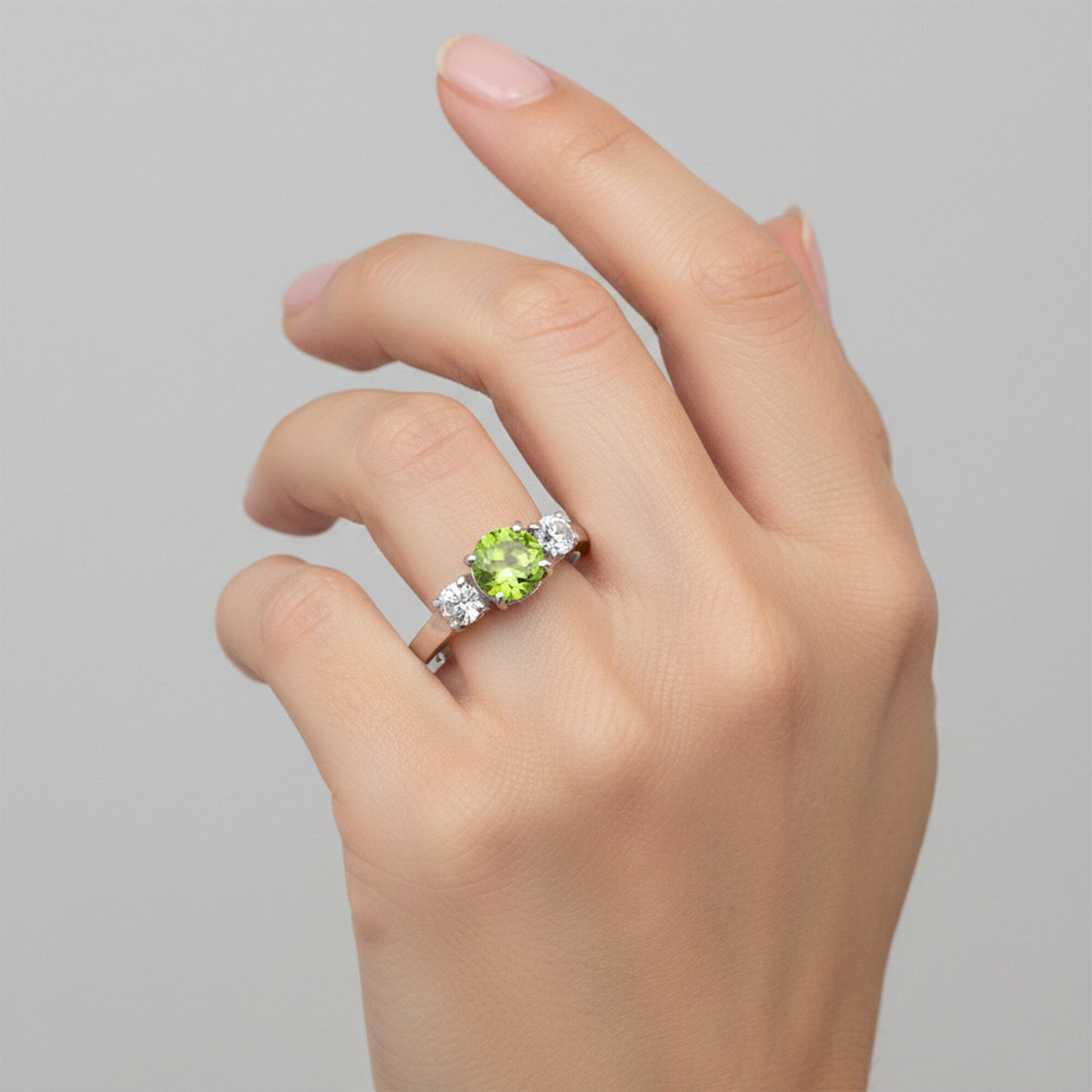 Round Green Amethyst Ring Crafted in 925 Sterling Silver for Her Solitaire Style