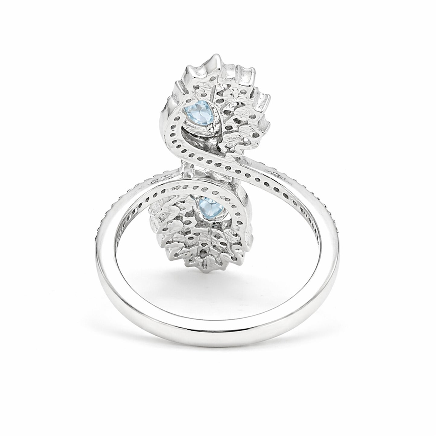 Certified Fashion Pear Cut Blue Aquamarine Ring in 925 Sterling Silver