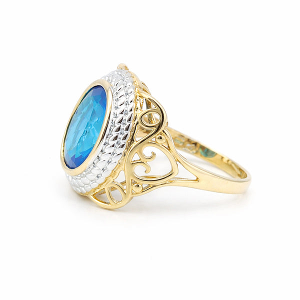 Blue Topaz 3.20 Ct Oval Cut Ring in 925 Sterling Silver Gift for Her Chic Design