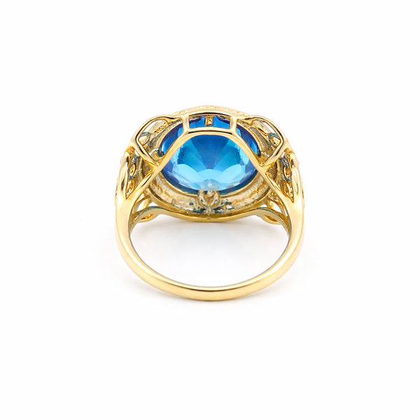 Blue Topaz 3.20 Ct Oval Cut Ring in 925 Sterling Silver Gift for Her Chic Design