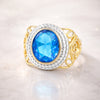 Blue Topaz 3.20 Ct Oval Cut Ring in 925 Sterling Silver Gift for Her Chic Design