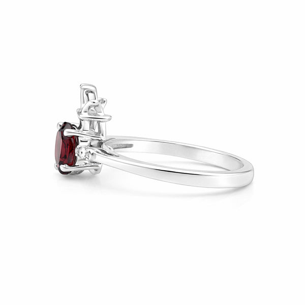 925 Sterling Silver Oval Cut Red Garnet Ring 3.46 Ct for Her Trendy Pick