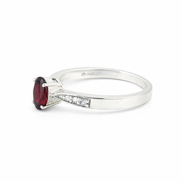 925 Sterling Silver Oval Cut Red Garnet Ring 9.00 Ct for Her Trendy Pick
