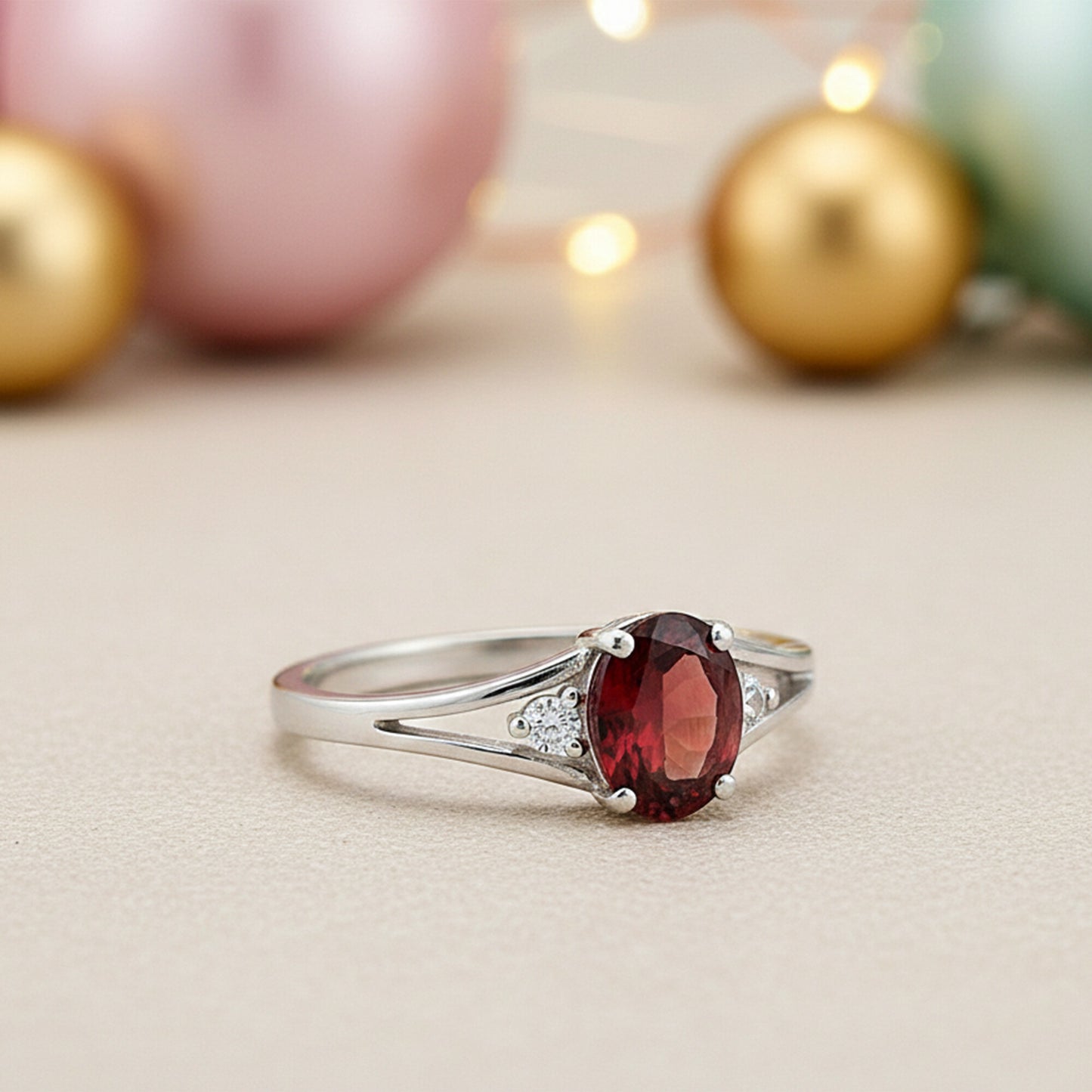 Certified Oval Red Garnet Ring in 925 Sterling Silver for Women Premium Pick