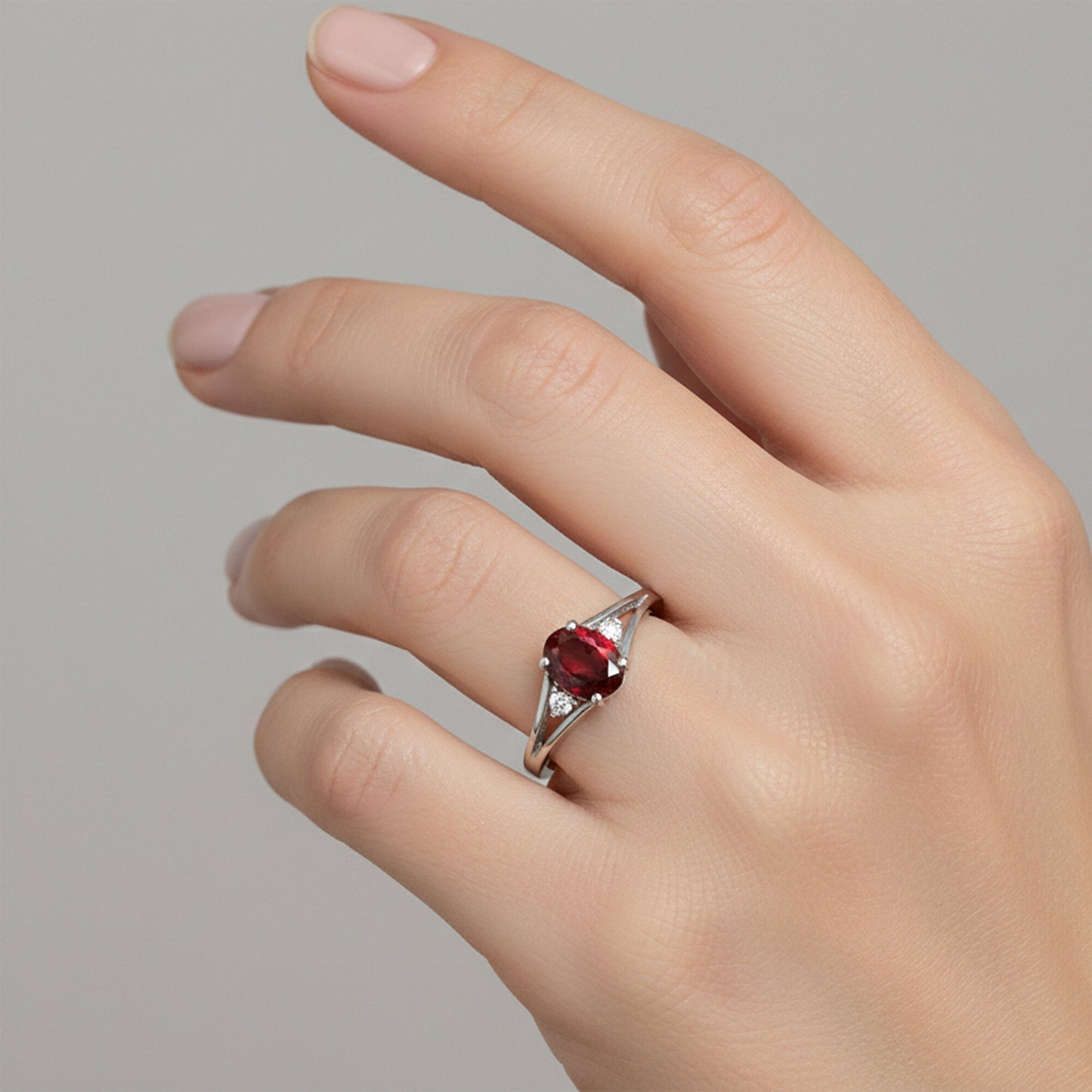 Certified Oval Red Garnet Ring in 925 Sterling Silver for Women Premium Pick