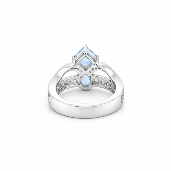 3.30 Ct Blue Topaz Pear Ring in 925 Sterling Silver Gift for Her Timeless Design
