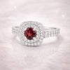 Anniversary Red Garnet Ring Round Cut in 925 Sterling Silver for Women