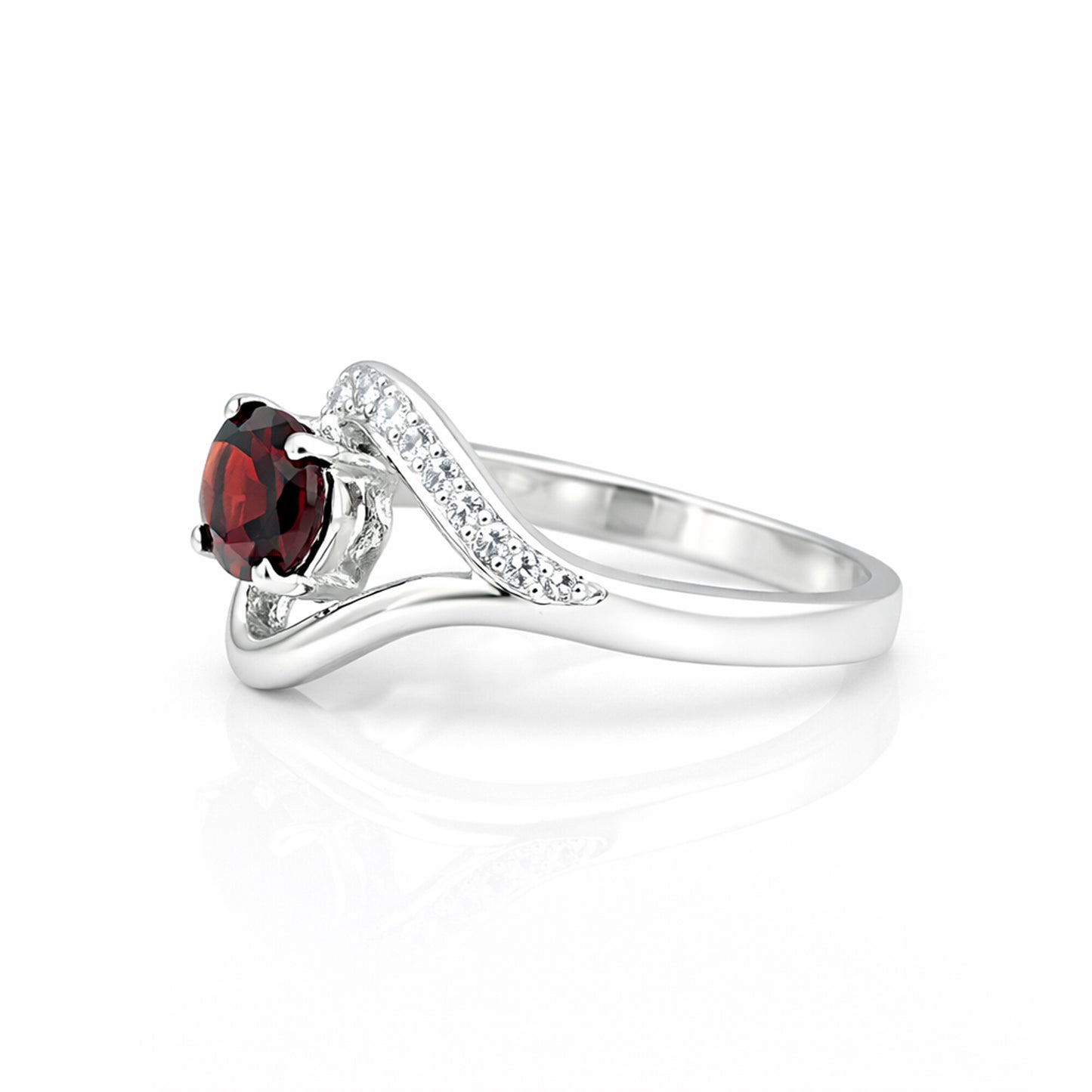 Red Garnet Oval Ring Set in 925 Sterling Silver for Her Statement Piece