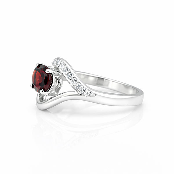 Red Garnet Oval Ring Set in 925 Sterling Silver for Her Statement Piece