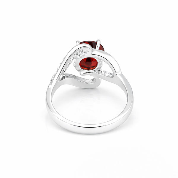 Red Garnet Oval Ring Set in 925 Sterling Silver for Her Statement Piece