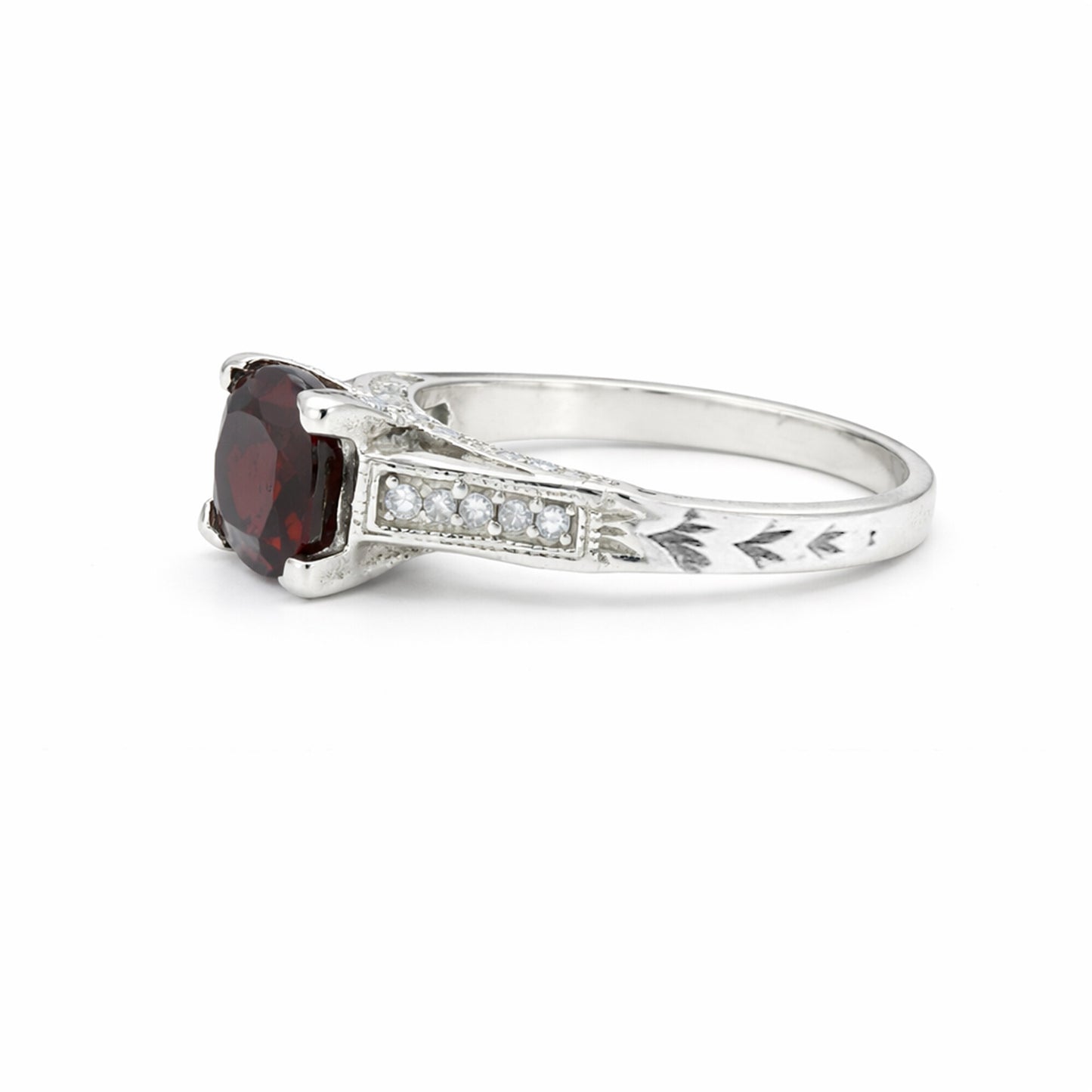 Cushion Red Garnet Statement Ring in 925 Sterling Silver for Women Elegant Look