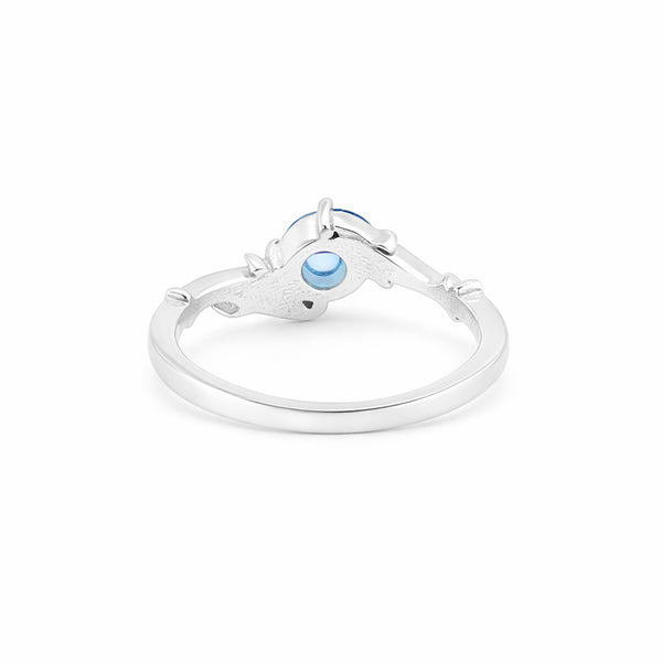 Round Cut Blue Aquamarine 1.20 Ct Ring in 925 Sterling Silver for Women