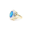 Handmade Oval Cut Blue Topaz Ring in 925 Sterling Silver for Wedding Chic Design