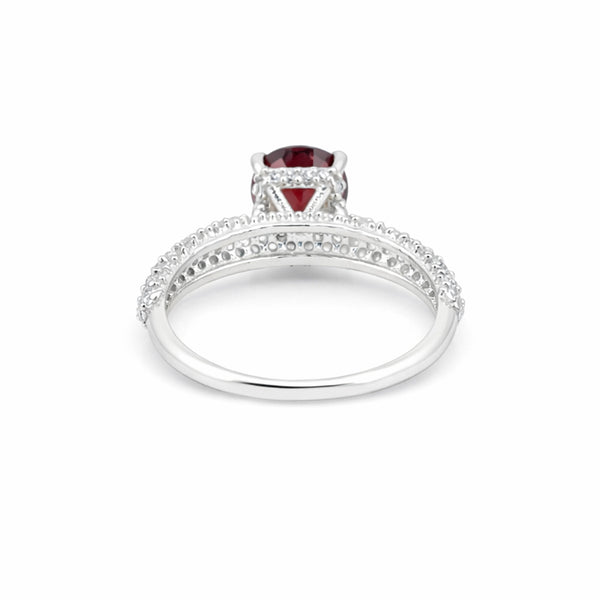 Red Garnet Round Cut Ring 2.45 Ct in 925 Sterling Silver for Engagement