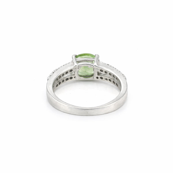 Certified Green Amethyst Round Ring Crafted in 925 Sterling Silver Gift for Her