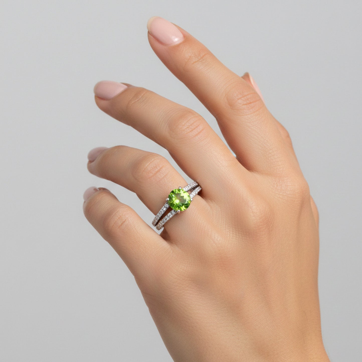 Certified Green Amethyst Round Ring Crafted in 925 Sterling Silver Gift for Her