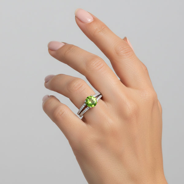 Certified Green Amethyst Round Ring Crafted in 925 Sterling Silver Gift for Her