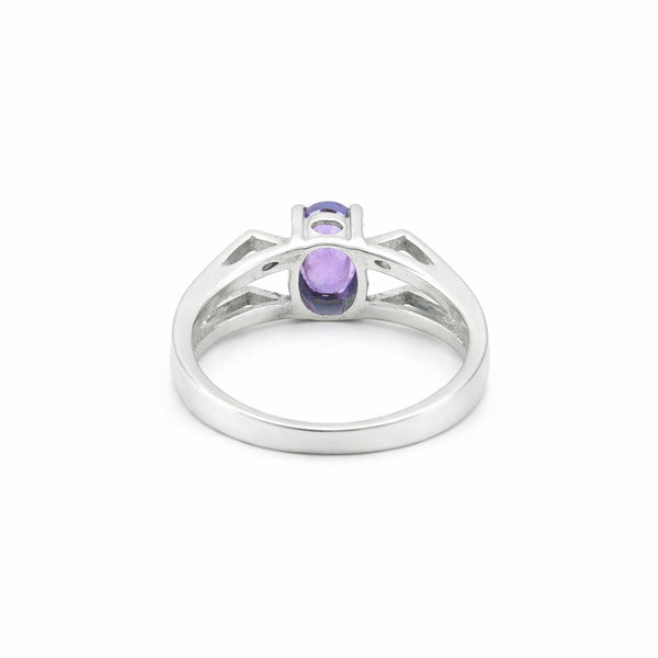 Luxury Purple Amethyst Oval Ring in 925 Sterling Silver for Women Chic Design