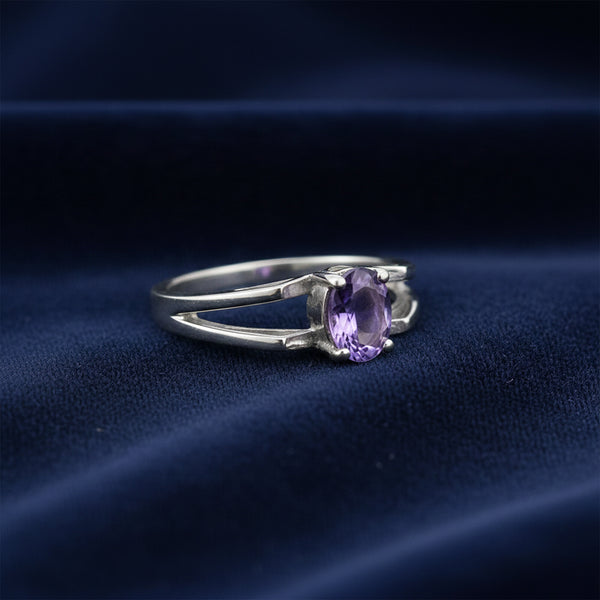 Luxury Purple Amethyst Oval Ring in 925 Sterling Silver for Women Chic Design