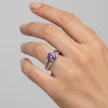 Luxury Purple Amethyst Oval Ring in 925 Sterling Silver for Women Chic Design