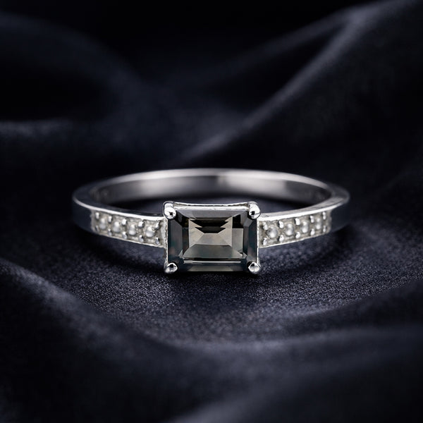 Brown Topaz 1.95 Ct Emerald Cut Ring in 925 Sterling Silver for Her Trendy Pick