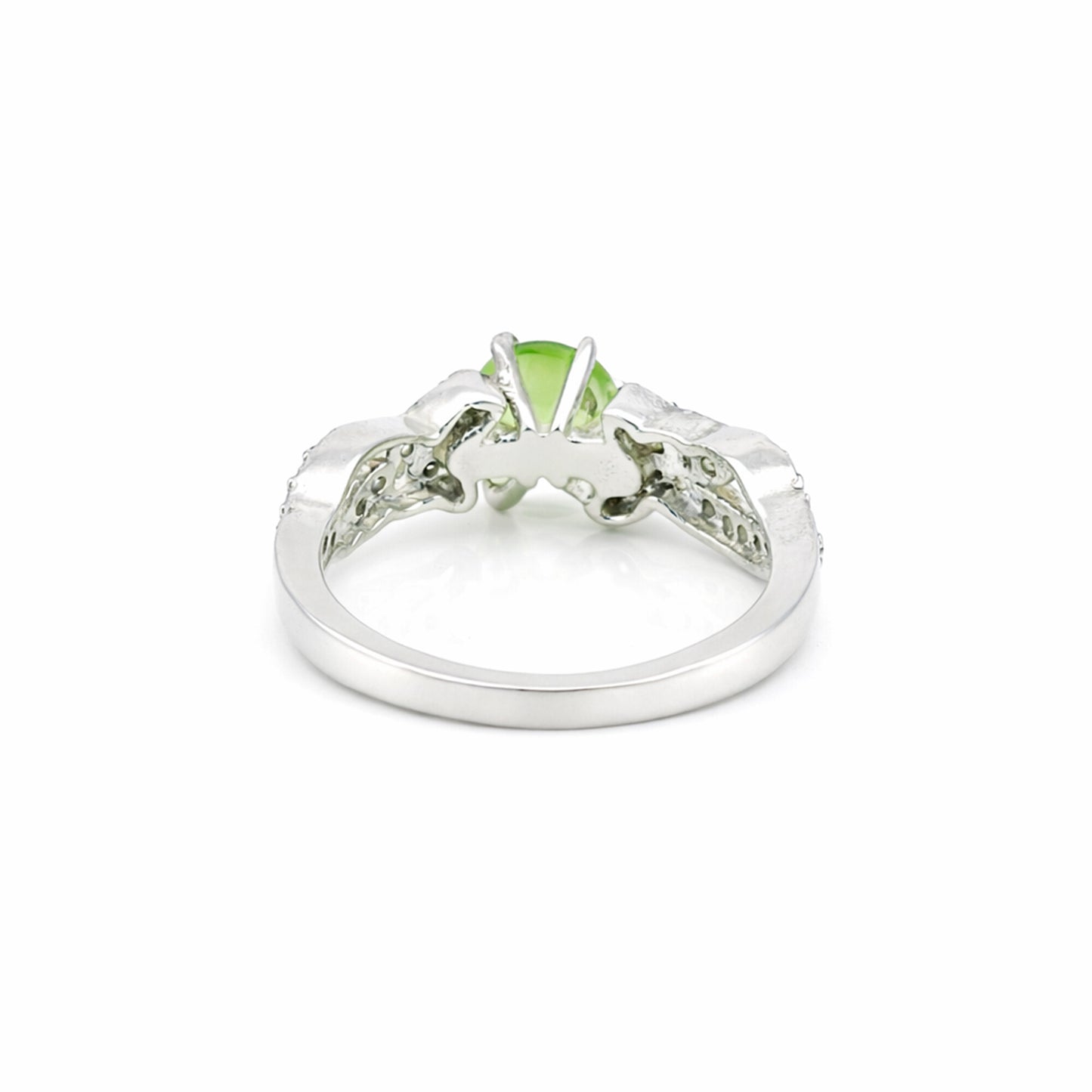 925 Sterling Silver Oval Cut Green Amethyst Ring 3.65 Ct for Wedding Boho Style