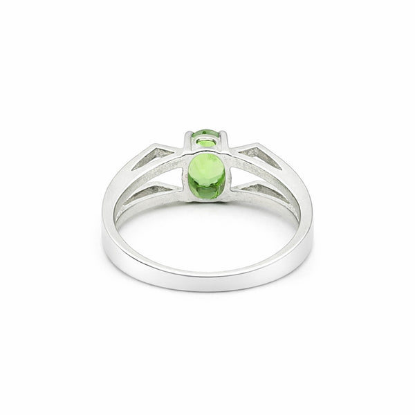 Green Amethyst Ring Oval Cut 1.25 Ct 925 Sterling Silver Gift for Her Boho Style