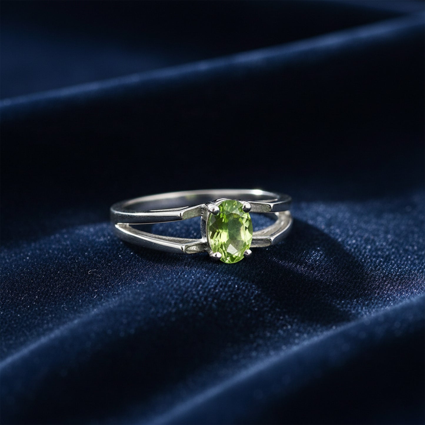 Green Amethyst Ring Oval Cut 1.25 Ct 925 Sterling Silver Gift for Her Boho Style